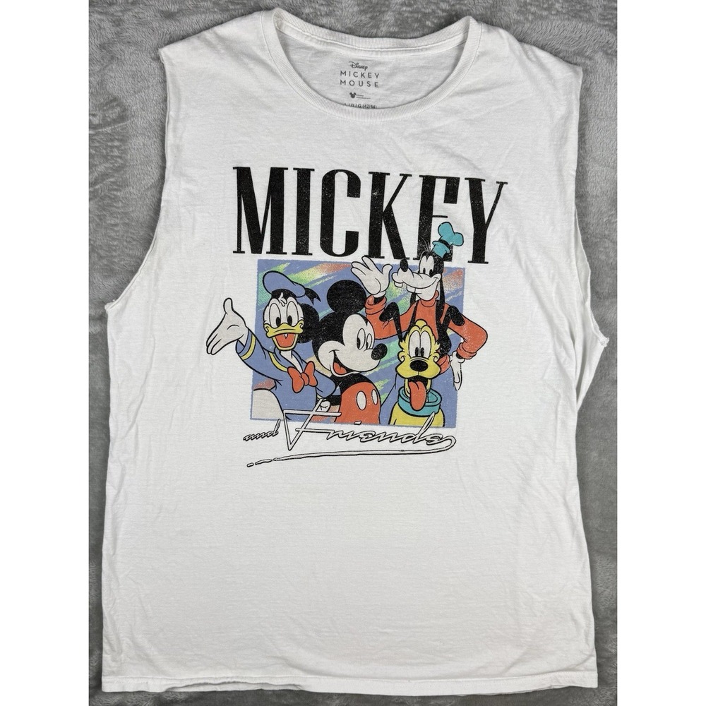 Disney Mickey Mouse Friends Tank Top Large White Graphic